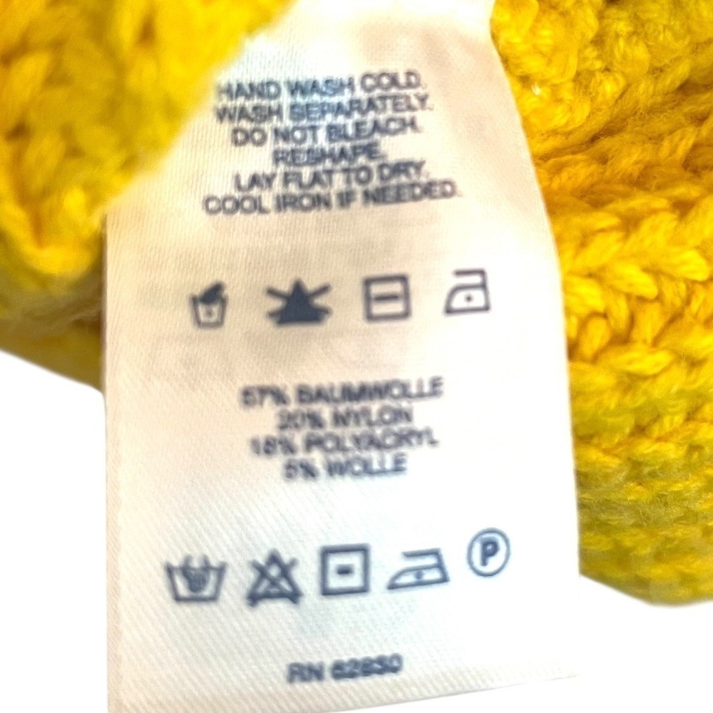 Lands' End Turtleneck Sweater Womens M Yellow Excellent Cable Knit Chunky Cotton - Picture 8 of 10